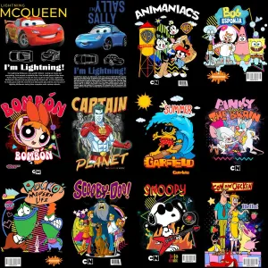 40 Cartoons 90s Kids Classics Street Wear Designs Bundle PNG