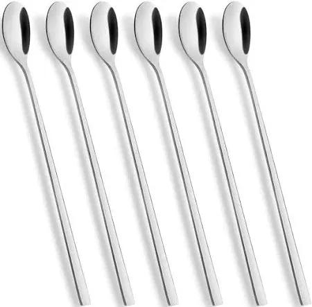 6 Pcs Iced Tea Spoons, Stainless Steel Long Handle Spoon for Iced Tea Coffee & Cocktail Stirring