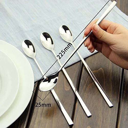 6 Pcs Iced Tea Spoons, Stainless Steel Long Handle Spoon for Iced Tea Coffee & Cocktail Stirring