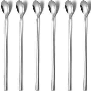 6 Pcs Iced Tea Spoons, Stainless Steel Long Handle Spoon for Iced Tea Coffee & Cocktail Stirring