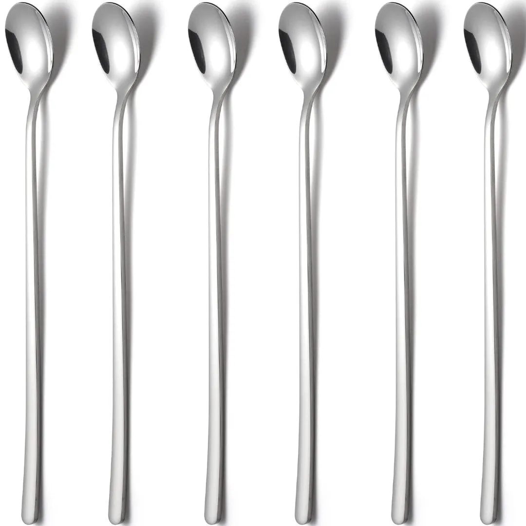 6 Pcs Iced Tea Spoons, Stainless Steel Long Handle Spoon for Iced Tea Coffee & Cocktail Stirring
