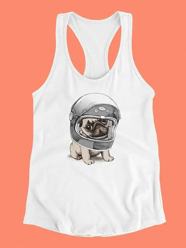 A Cute Astronaut Pug Tank Women's -Image by Shutterstock