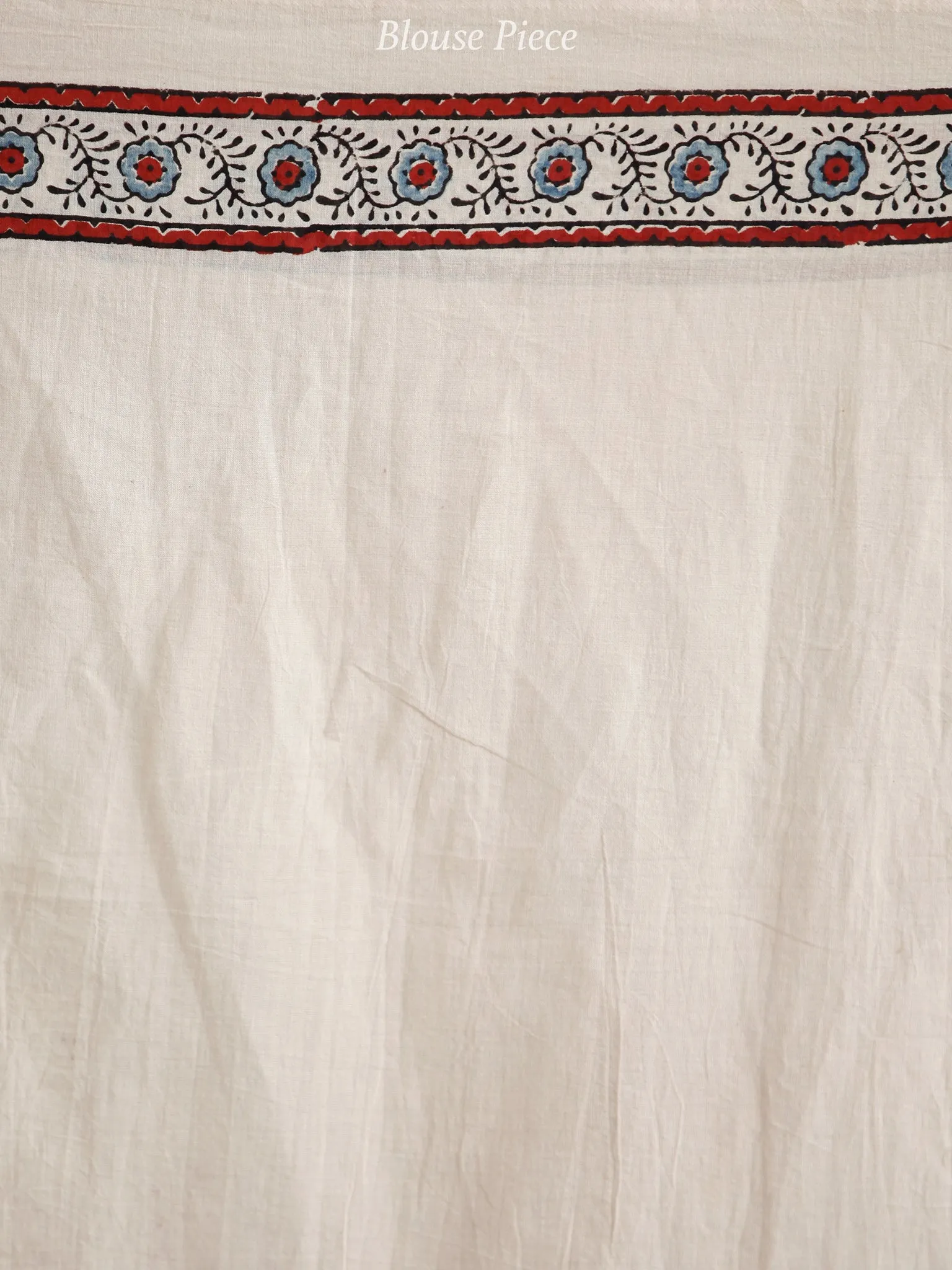 Beige Maroon Black Indigo Ajrakh Hand Block Printed Cotton Saree in Natural Colors - S031703737