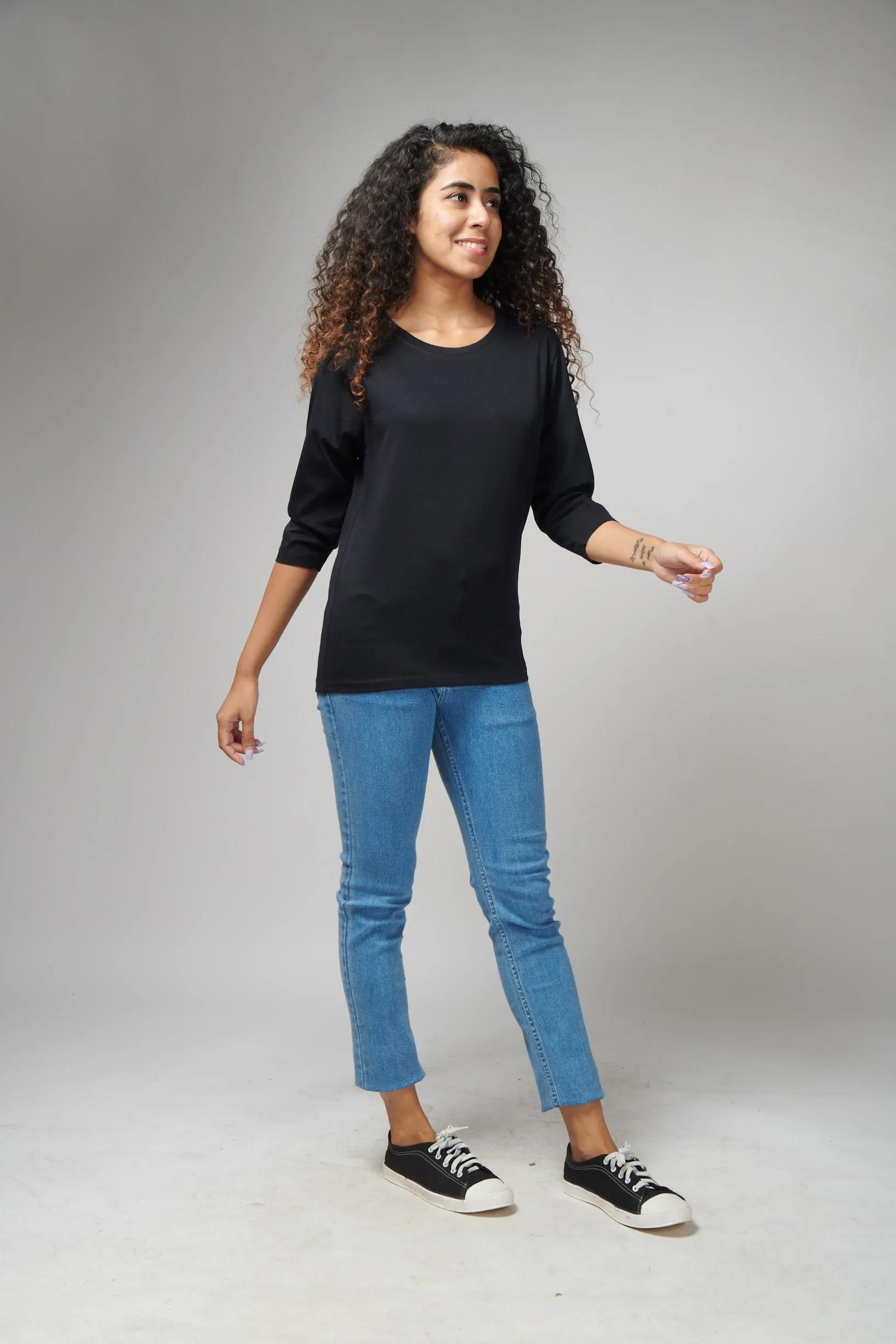Black 3/4th Sleeve T-Shirt