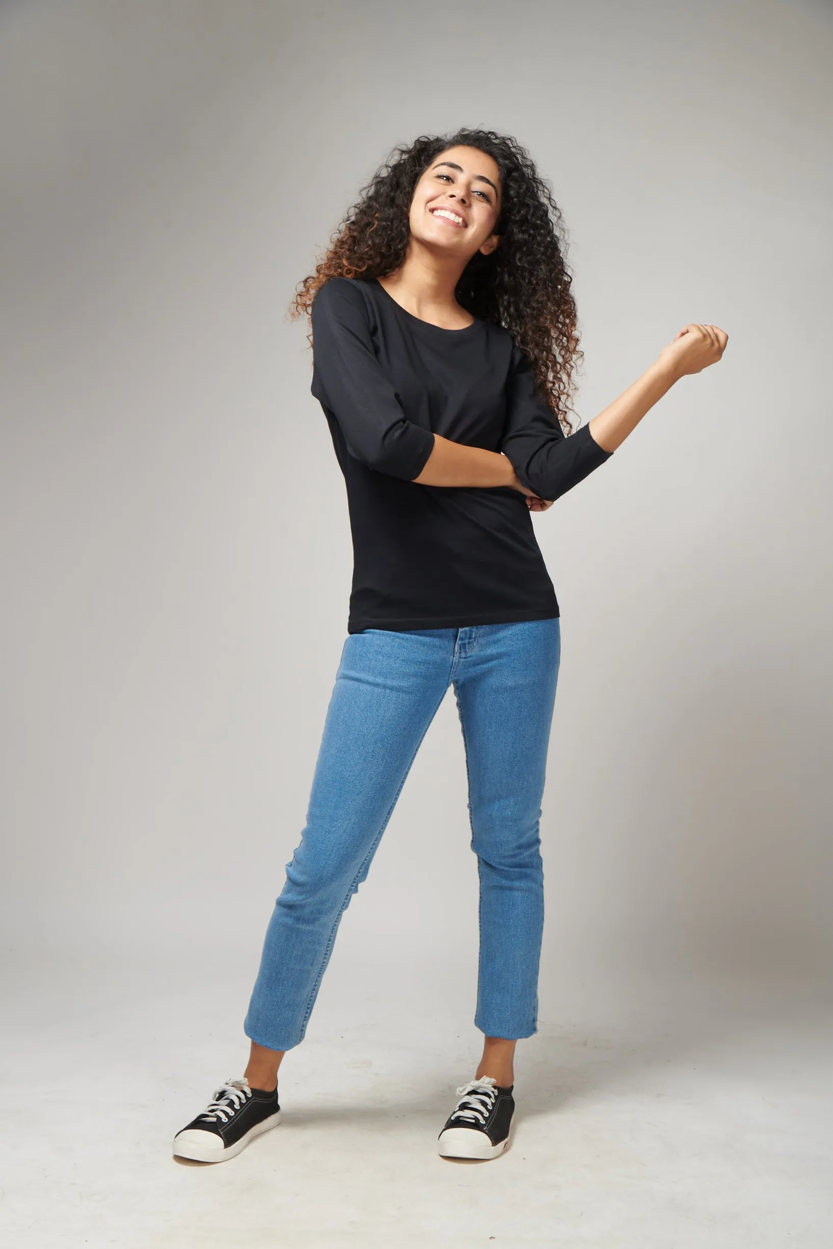 Black 3/4th Sleeve T-Shirt