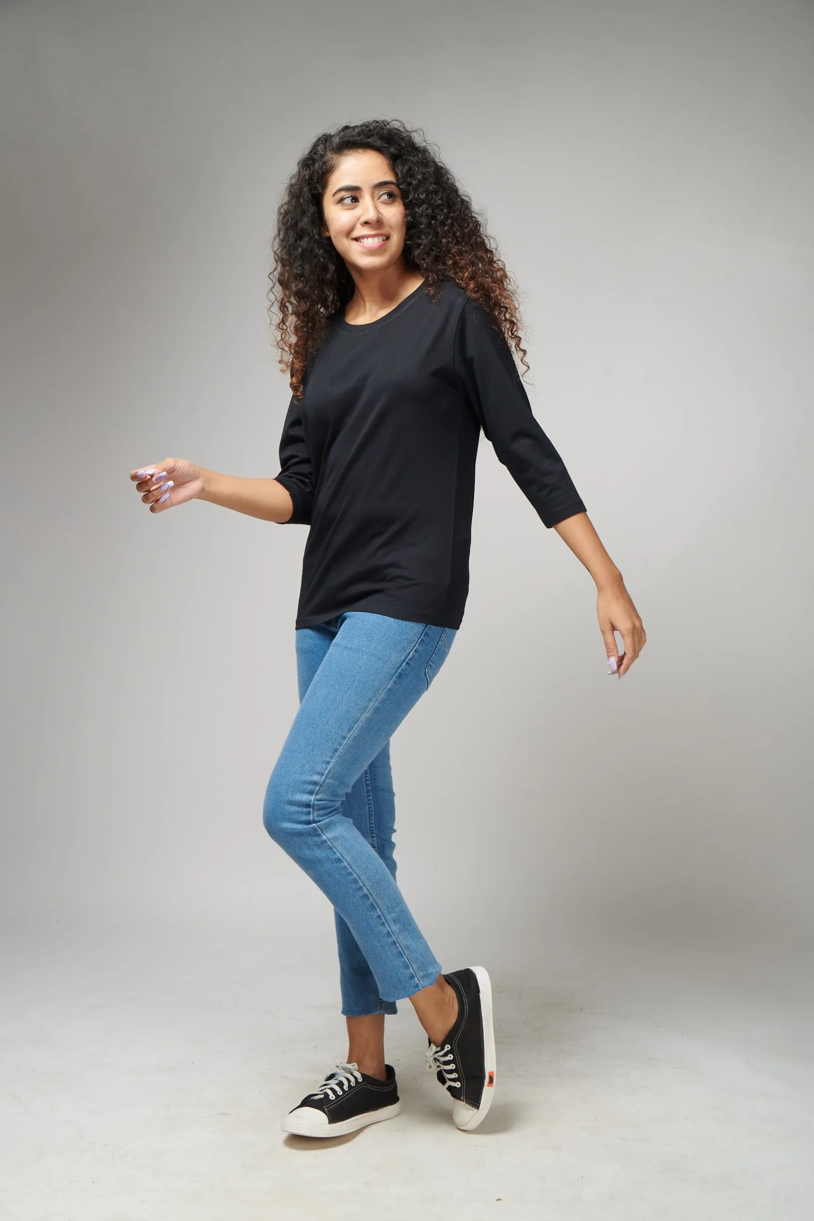 Black 3/4th Sleeve T-Shirt