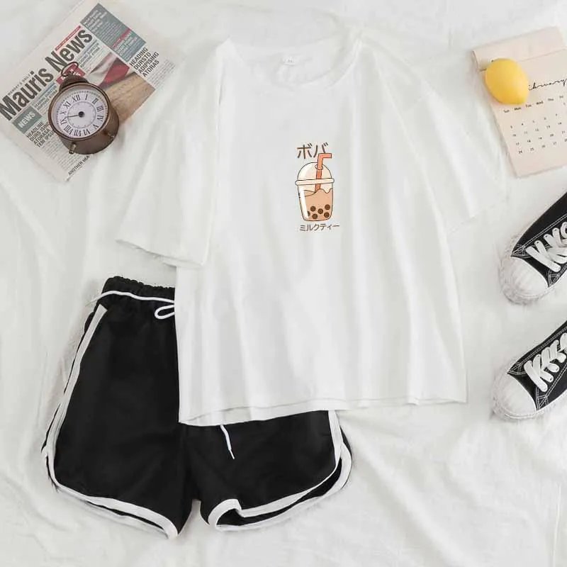 Boba Milk Tea Tee and Shorts Sets