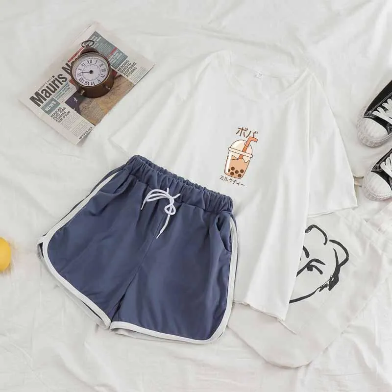 Boba Milk Tea Tee and Shorts Sets
