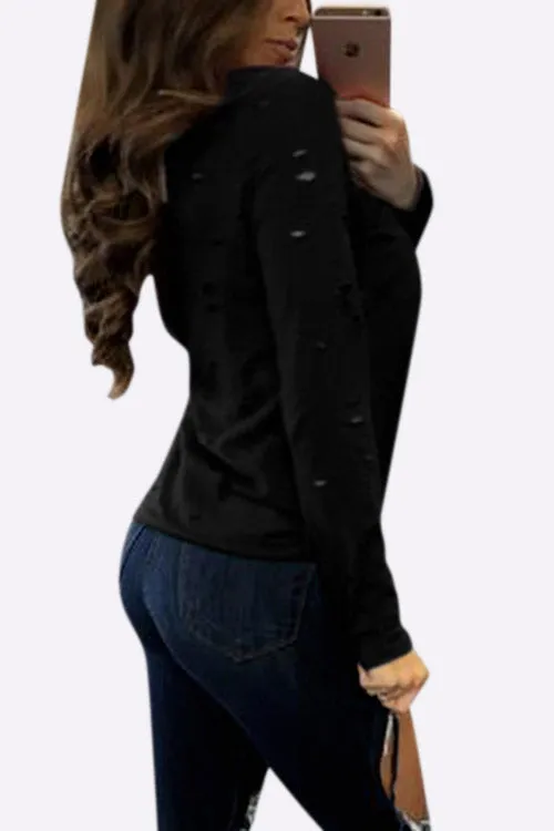 Custom Deep V-Neck Lace-Up Long Sleeve T-Shirts