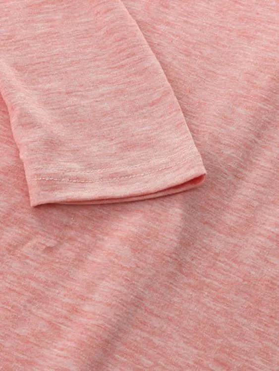 Custom V-Neck Long Sleeve Pink T-Shirts