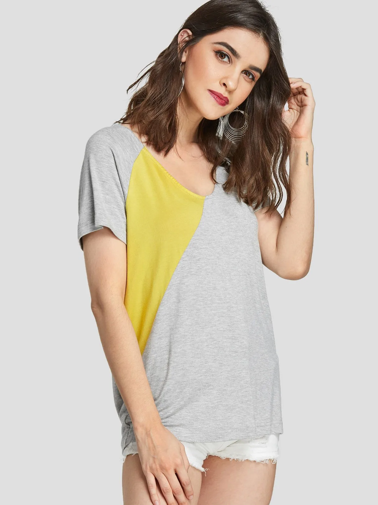 Custom V-Neck Short Sleeve Light Grey T-Shirts
