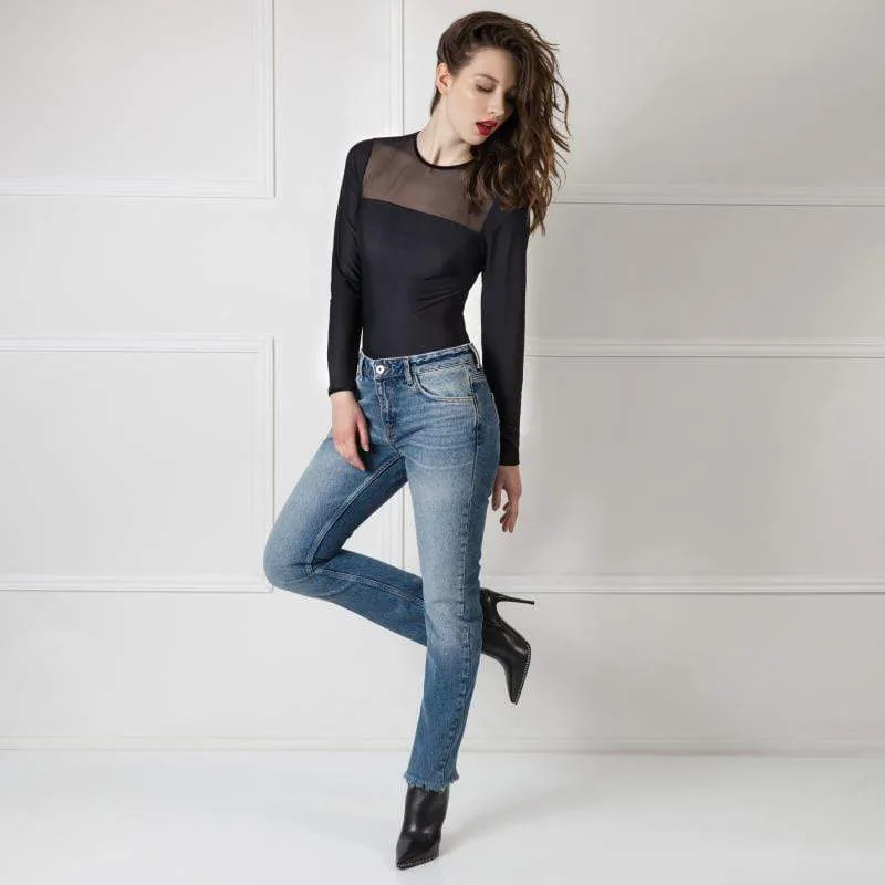 Delicate Long Sleeve Bodysuit With Garters Amoralle Be Daring