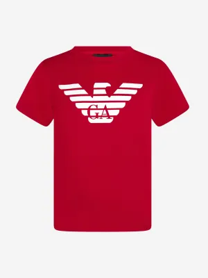 Emporio Armani Boys Logo T-Shirt in Red