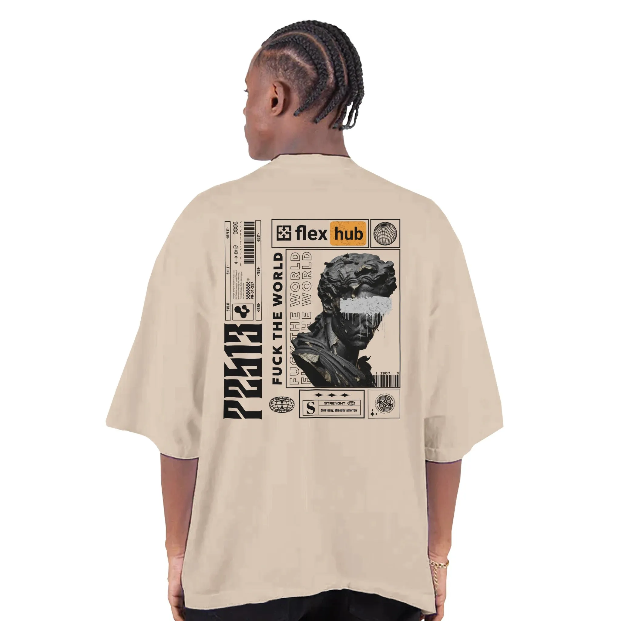 Flex Hub Men's Oversized Drop-Shoulder Crewneck T-Shirt