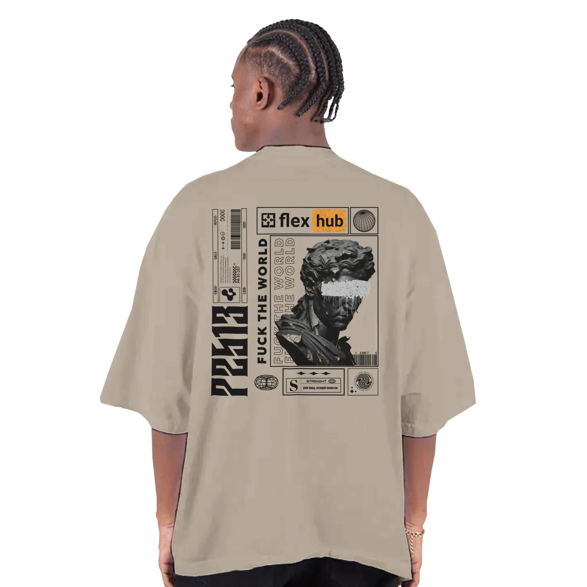 Flex Hub Men's Oversized Drop-Shoulder Crewneck T-Shirt