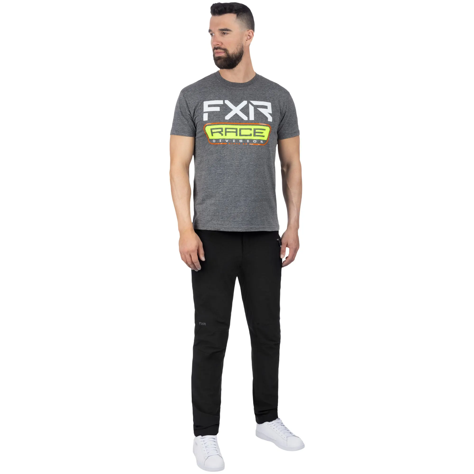FXR Race Div Premium T-Shirt Charcoal Heather/Hi-Vis Grey