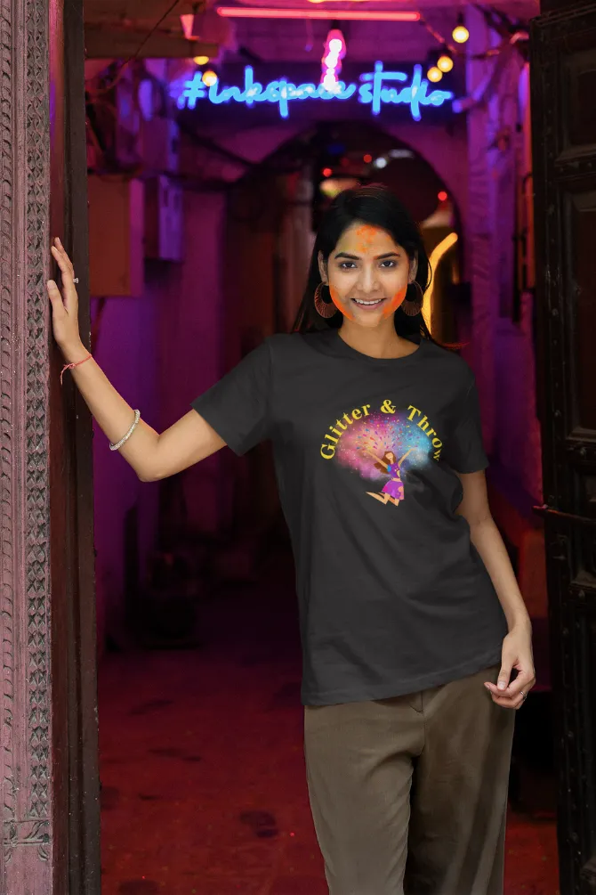 Glitter & Throw Holi T-shirt for women