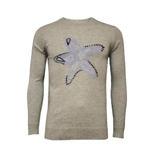 Grey Crew Neck Star Fish Intarsia
