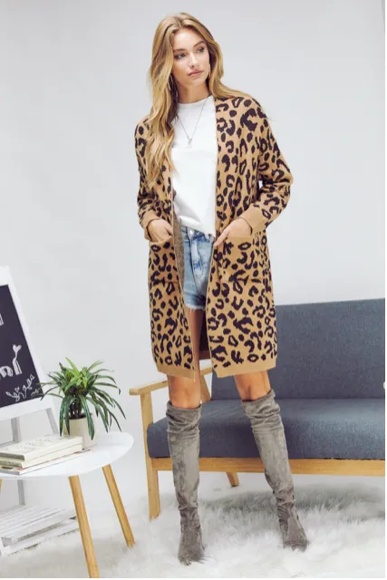Haily - Leopard Zip Up Cardigan
