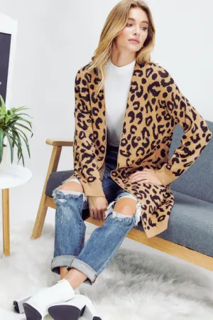 Haily - Leopard Zip Up Cardigan