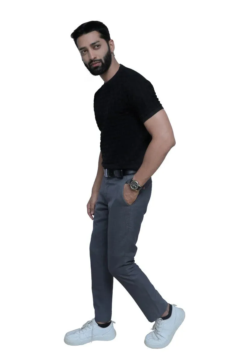 Half Sleeve Knitted Tee Round Neck Raven Black