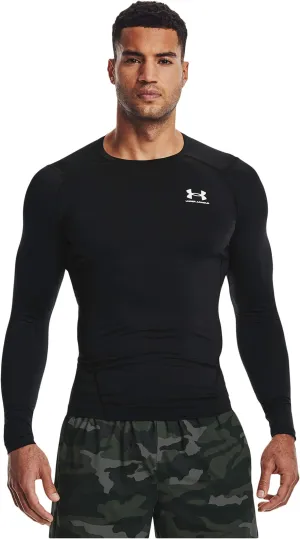 Heatgear Armor Under Armor Compression Long Sleeve, Black/White