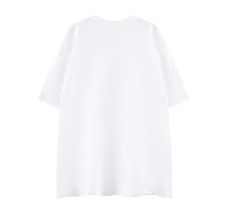 Heavy cotton tee hip-hop white oversize unisex T-shirt