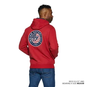 Indian Motorcycle Mens USA Flag Hoodie Red