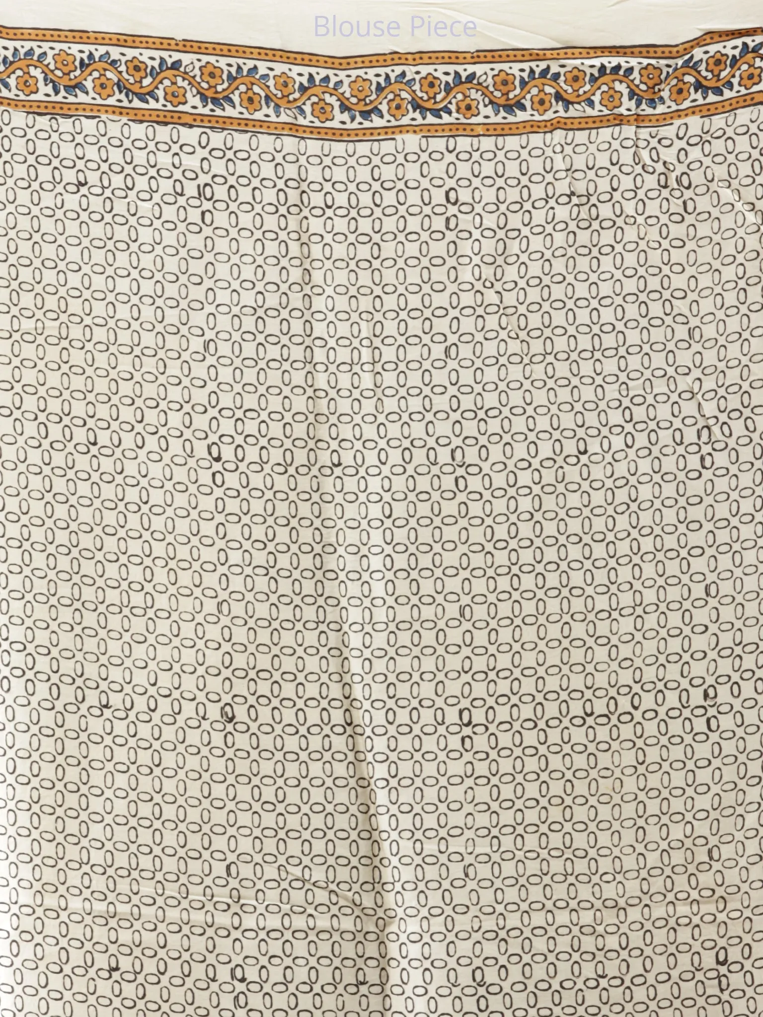 Ivory Indigo Mustard Ajrakh Hand Block Printed Modal Silk Saree - S031704232