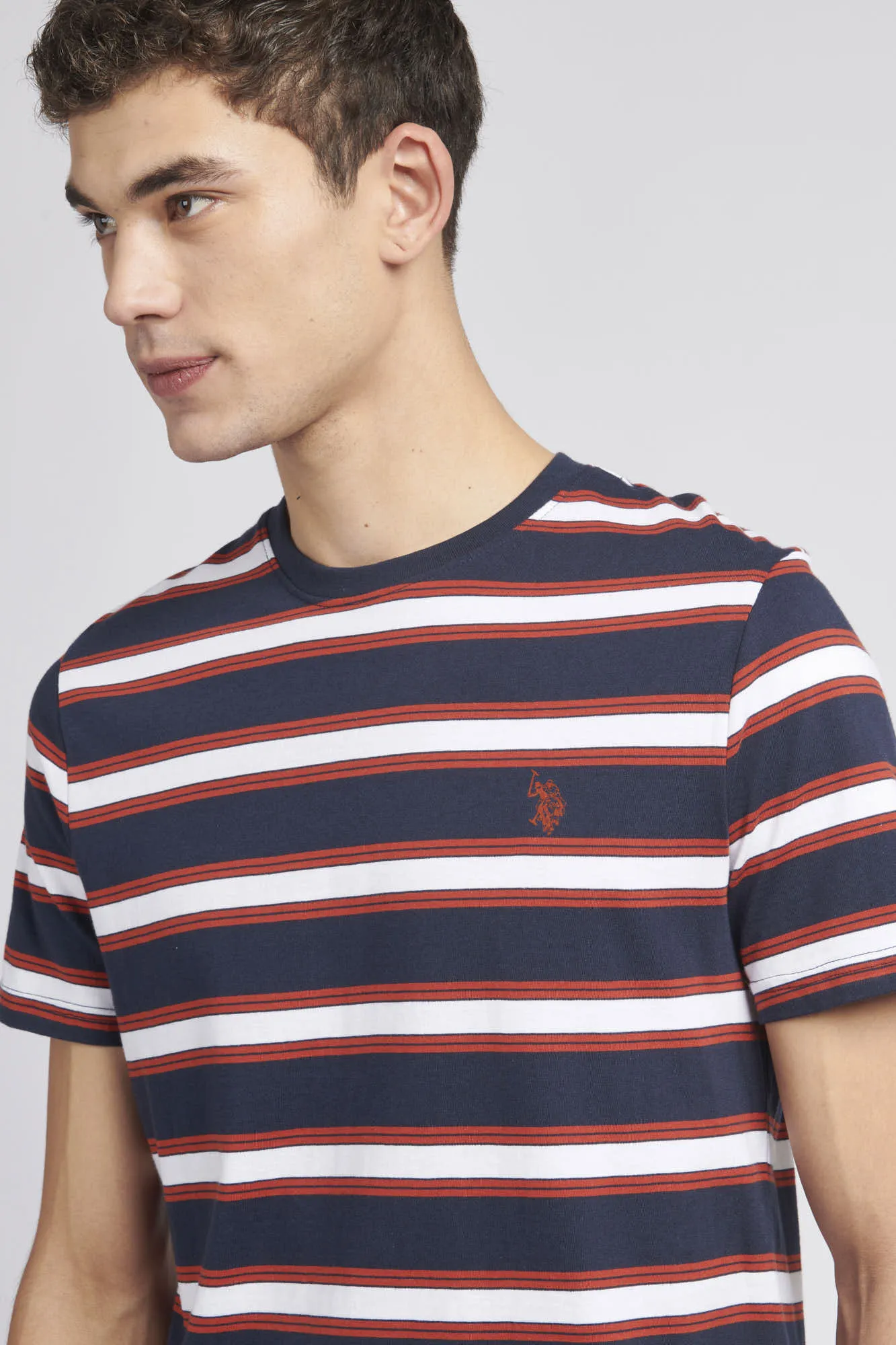 Mens Vintage Stripe T-Shirt in Navy Blue