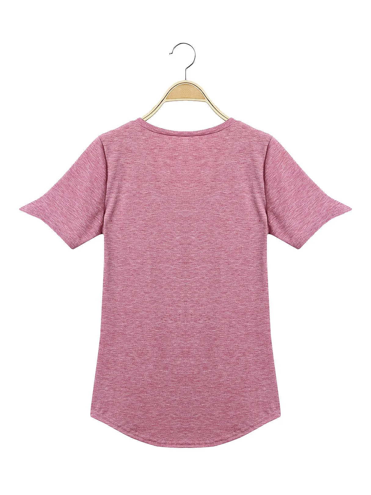 OEM ODM V-Neck Pink Casual Style Front Pocket T-Shirts