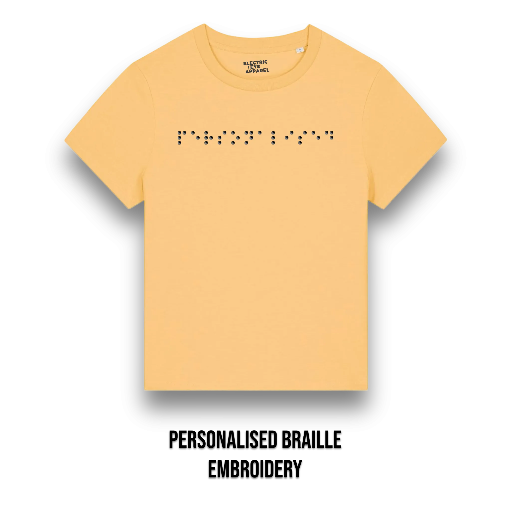 Personalised Braille Lyric Centre Chest Embroidered premium organic kids 'Mini Creator' t-shirt - convert lyrics to braille, choose your own thread colour