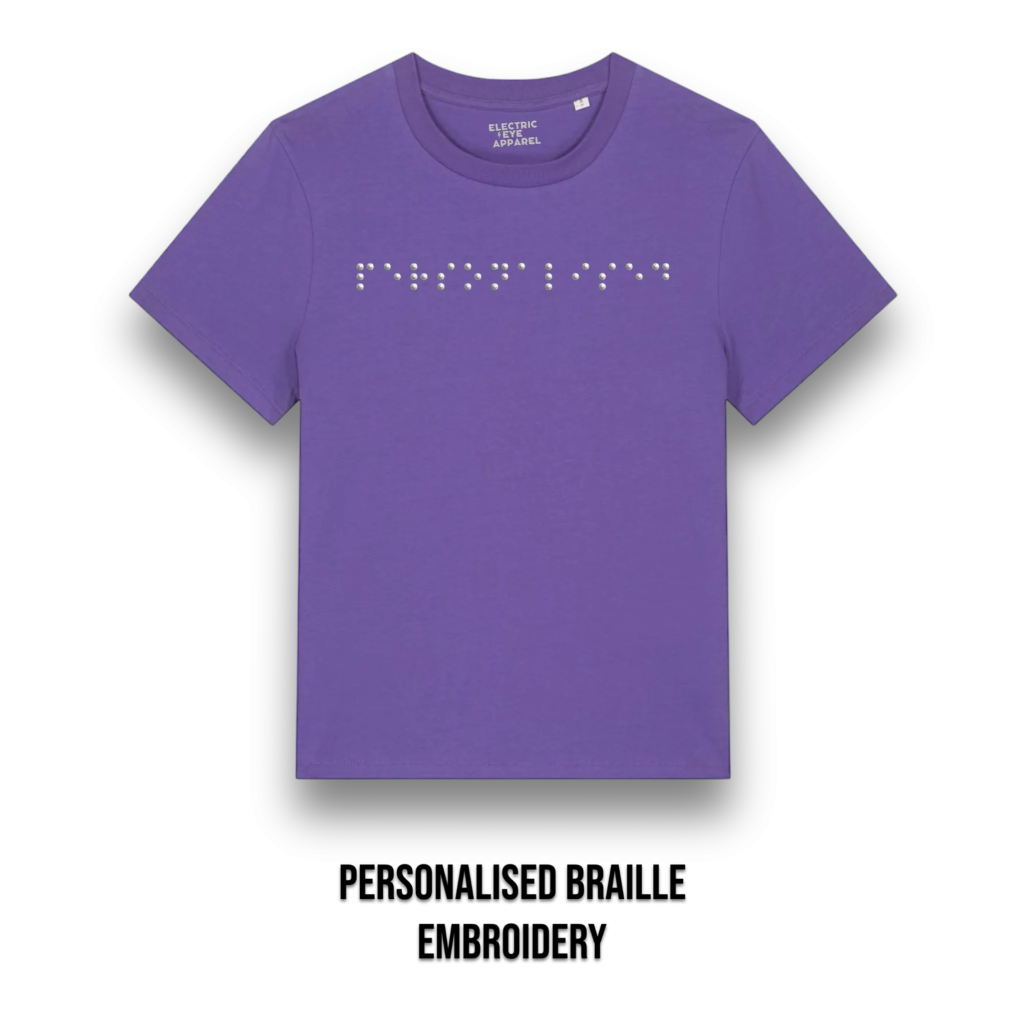Personalised Braille Lyric Centre Chest Embroidered premium organic kids 'Mini Creator' t-shirt - convert lyrics to braille, choose your own thread colour