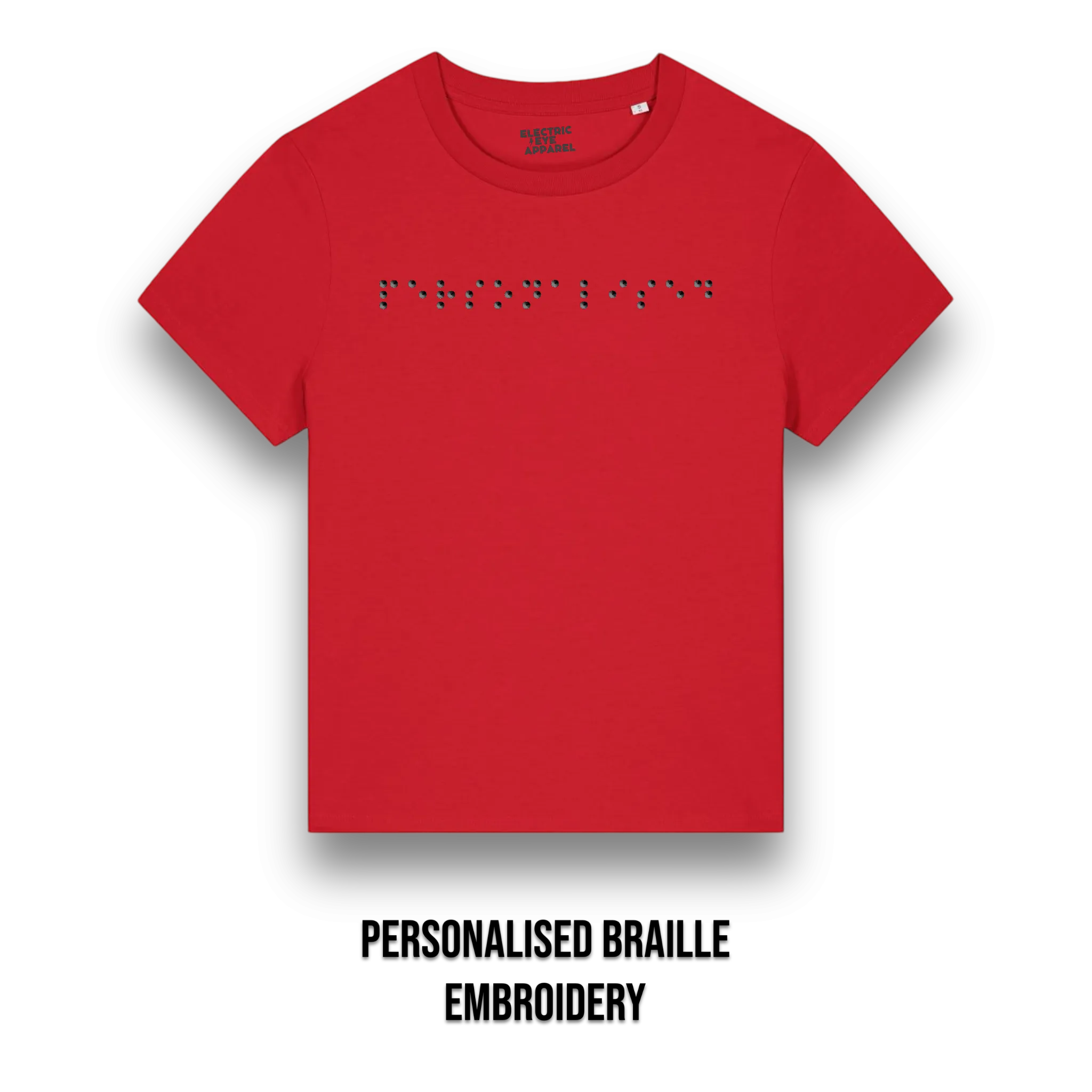 Personalised Braille Lyric Centre Chest Embroidered premium organic kids 'Mini Creator' t-shirt - convert lyrics to braille, choose your own thread colour