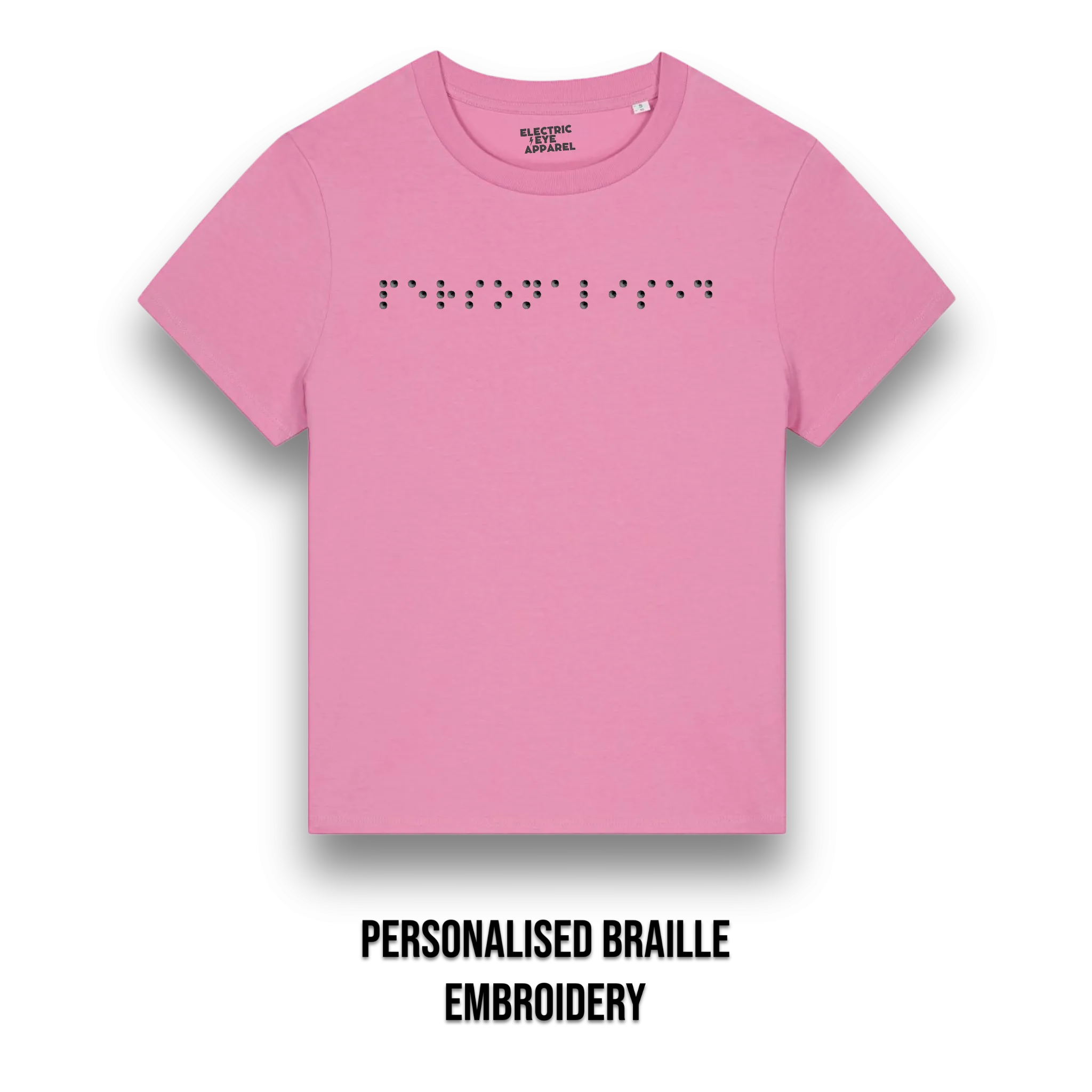 Personalised Braille Lyric Centre Chest Embroidered premium organic kids 'Mini Creator' t-shirt - convert lyrics to braille, choose your own thread colour