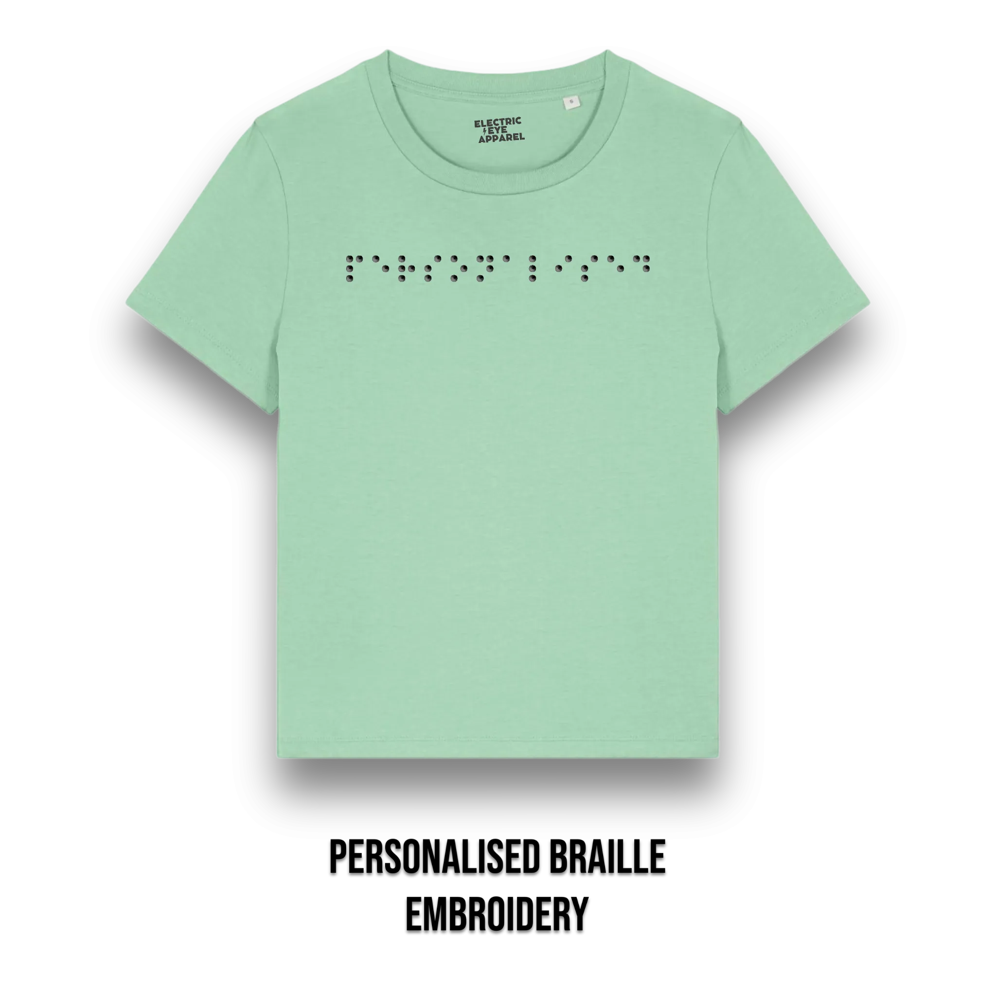 Personalised Braille Lyric Centre Chest Embroidered premium organic kids 'Mini Creator' t-shirt - convert lyrics to braille, choose your own thread colour
