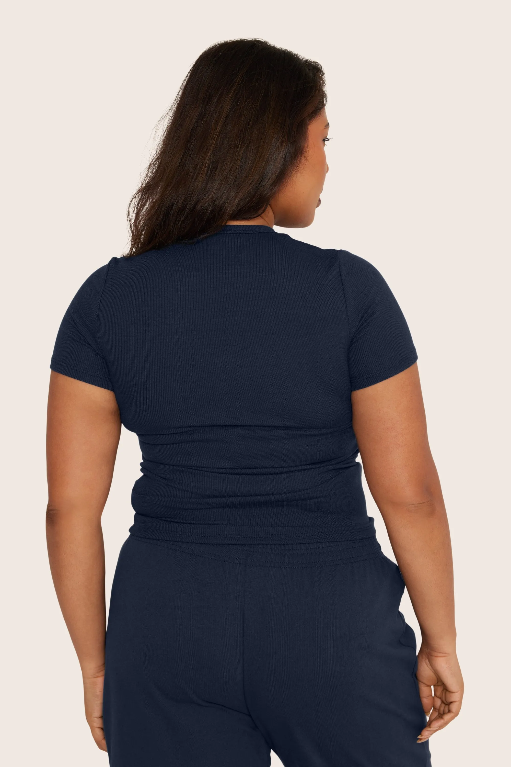 RIBBED MODAL BODY TEE - OXFORD
