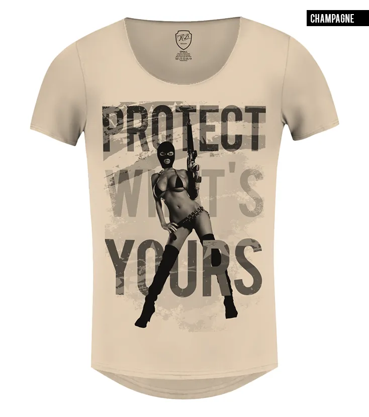 Sexy Gangster Girl Men's T-shirt "Protect What's Yours"/ Color Option / MD626