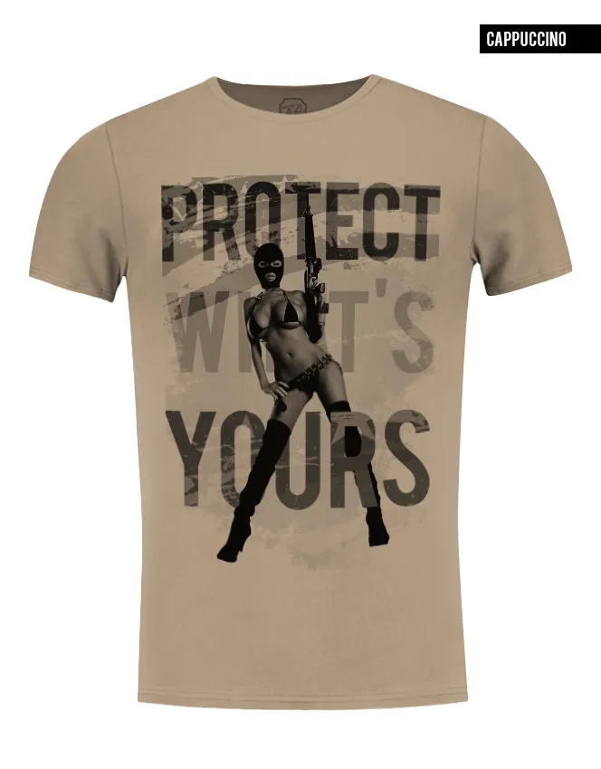 Sexy Gangster Girl Men's T-shirt "Protect What's Yours"/ Color Option / MD626