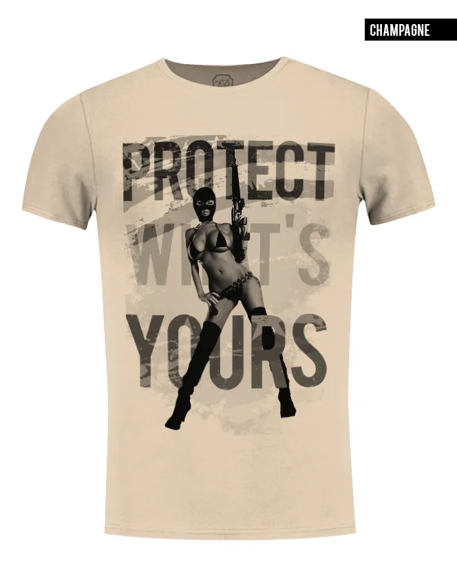 Sexy Gangster Girl Men's T-shirt "Protect What's Yours"/ Color Option / MD626