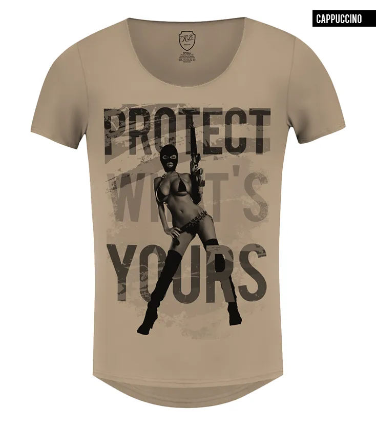 Sexy Gangster Girl Men's T-shirt "Protect What's Yours"/ Color Option / MD626
