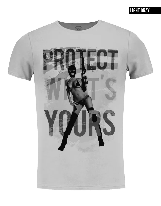 Sexy Gangster Girl Men's T-shirt "Protect What's Yours"/ Color Option / MD626