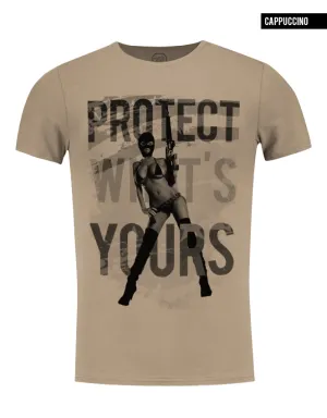 Sexy Gangster Girl Men's T-shirt "Protect What's Yours"/ Color Option / MD626