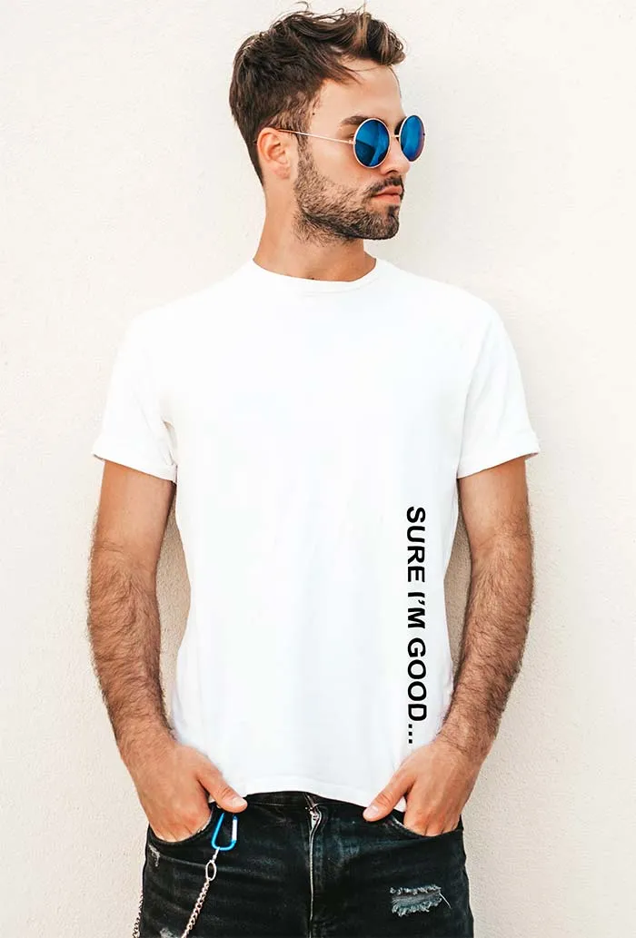 Vertical Text Printed T-Shirt, Unisex Black and White T-Shirt with custom Text Vinyl Print, Vinyl Transfer T-Shirt