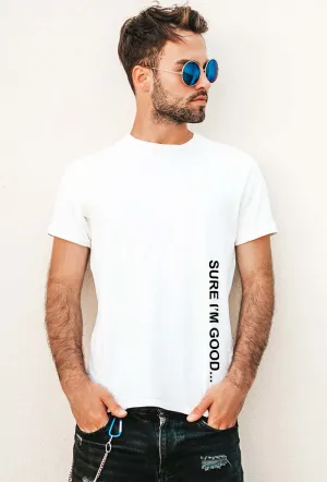 Vertical Text Printed T-Shirt, Unisex Black and White T-Shirt with custom Text Vinyl Print, Vinyl Transfer T-Shirt