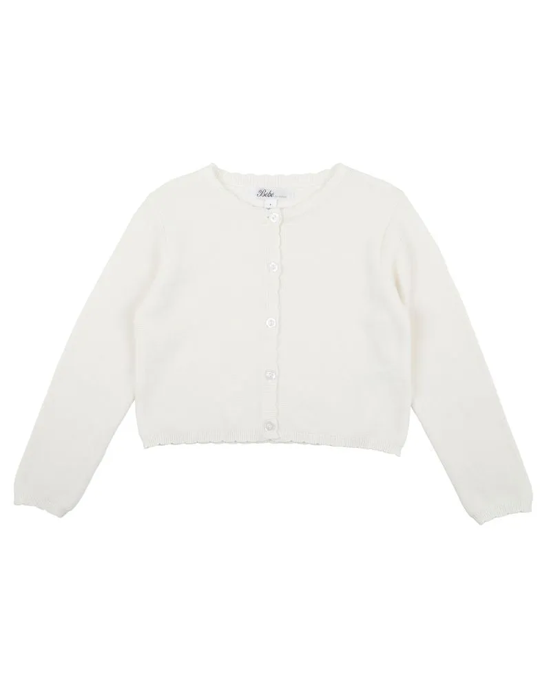 White Scalloped Edge Cardigan